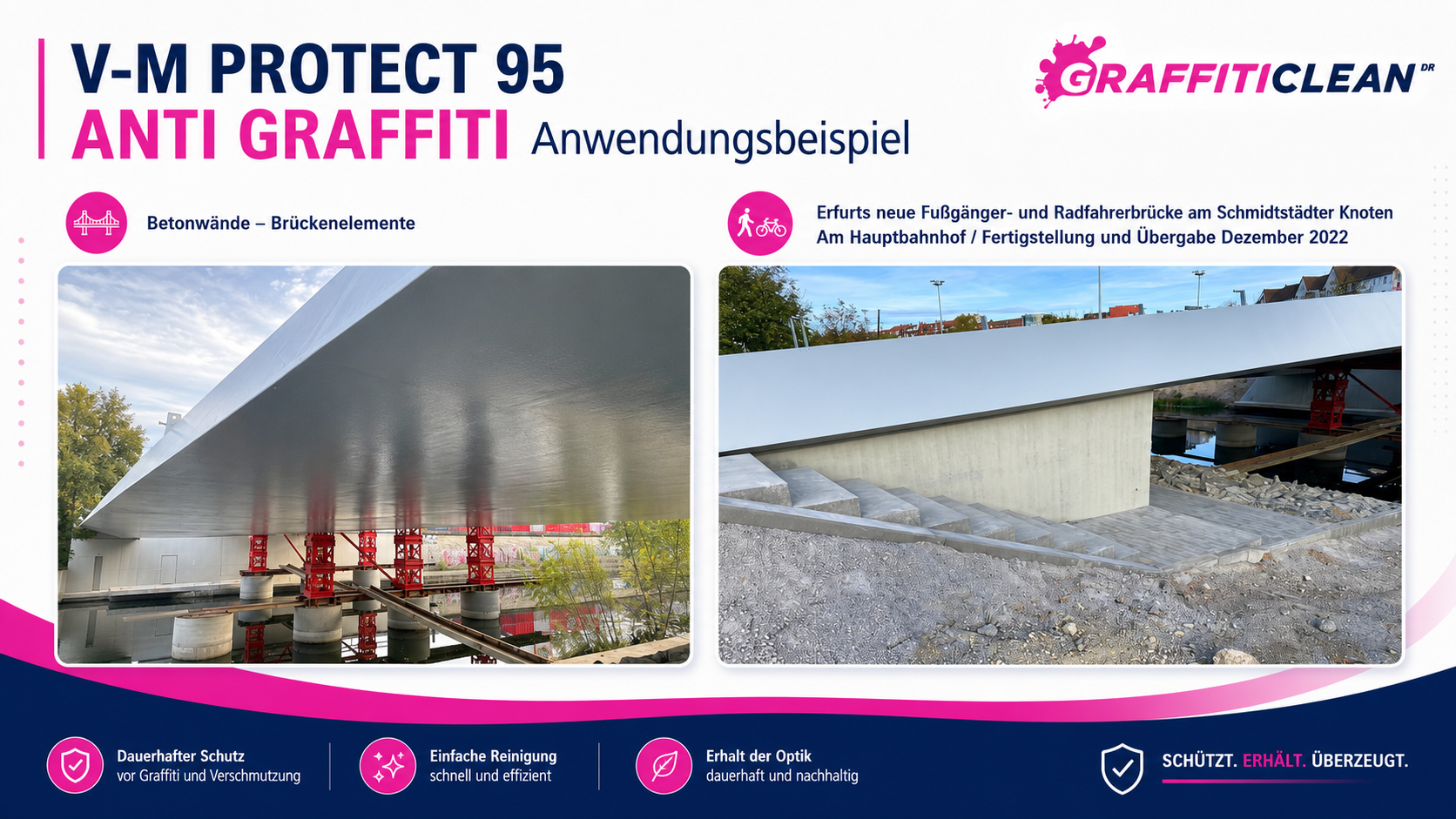 V-M PROTECT 95 Anti Graffiti – Anwendungsbeispiel Fußgänger- und Radfahrerbrücke Erfurt