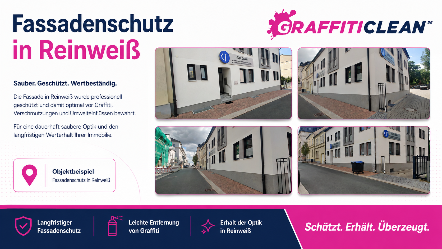 Fassadenschutz in Reinweiß – Objektbeispiel